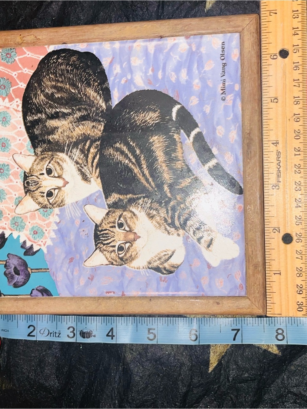Vintage Trivet Avon Mimi Vang Olsen Wall Art Purrfect Friends Cat Ceramic Tile